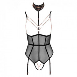 Abierta Fina Decoration - Body con Seno e Vagina Scoperti, Colore Nero, Taglia S