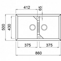 Elleci LGT45040 - Lavello tekno 450, 86X50, 2V, nero