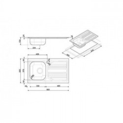 Smeg LYP861D - Lavello da Incasso, 1 Vasca, Rettangolare, Gocciolatoio a Destra, 86 cm, Acciaio Inox