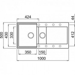 Elleci LGY47540 - Lavello easy 475, 100X50, 1+½VG, nero