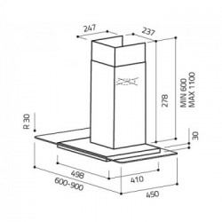Elica FLAT GLASS IX/A/90 - Cappa Aspirante a Parete, Inox e Vetro, 90 cm, 68516390, D