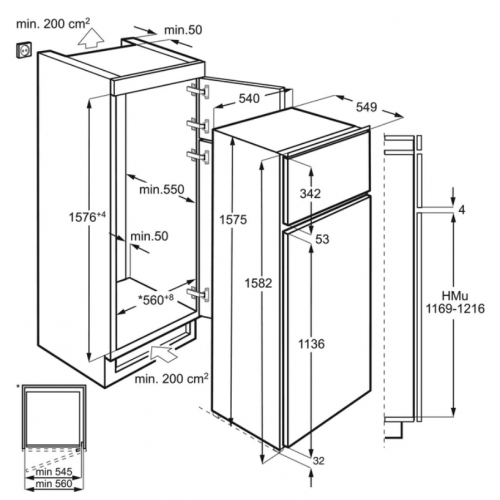 Aeg SDB416E1AS - Frigorifero Doppia Porta ad...