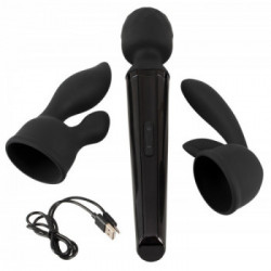 Orion Wand Vibrator with 2 Attachments - Massaggiatore e Vibratore con Testa Massaggiante, Nero, Design Ergonomico 