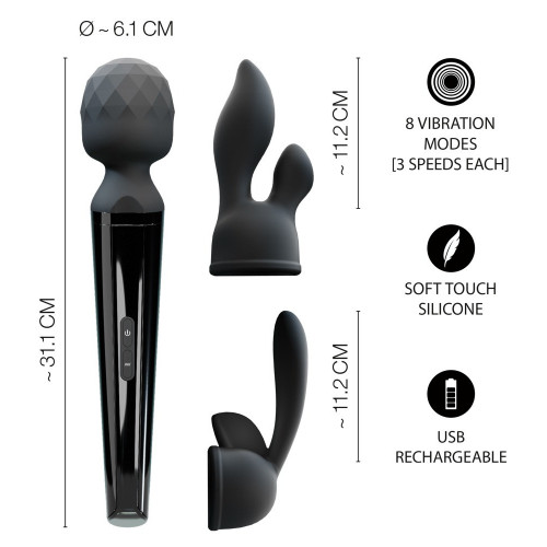 Orion Wand Vibrator with 2 Attachments -...