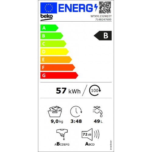 Beko WTX91232WI/IT - Lavatrice a Carica...