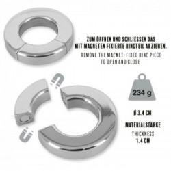Rebel Magnetic Ball Stretcher - Anello Magnetico per Pene e Testicoli, Regolabile, Acciano Inox