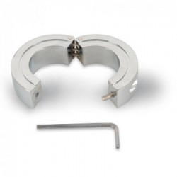 Rebel Lockable Ball Stretcher - Anello per Testicoli, Cinghia in Pelle, Regolabile, Acciaio Inox