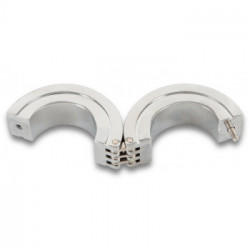 Rebel Lockable Ball Stretcher - Anello per Testicoli, Cinghia in Pelle, Regolabile, Acciaio Inox