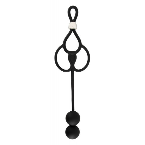 Rebel Triple Ball Cock Ring with Anal Beads -...
