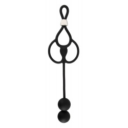 Rebel Triple Ball Cock Ring with Anal Beads - Anello Combinato per Pene e per Testicoli, 2 Perline Anali, Resistente, Regolabili