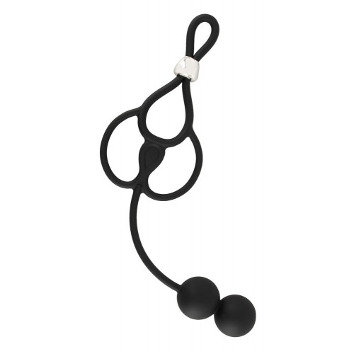 Rebel Triple Ball Cock Ring with Anal Beads -...