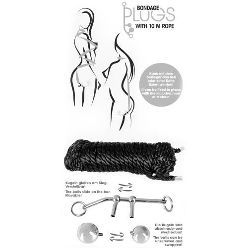 Fetish Collection Bondage Plugs with 10 m Rope...
