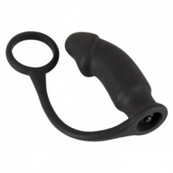 Black Velvets Ring  Plug - Dildo Anale con Anello per il Pene, Vibrazione, Richiede Batterie