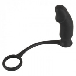 Black Velvets Ring  Plug - Dildo Anale con Anello per il Pene, Vibrazione, Richiede Batterie