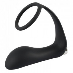 Black Velvets Vibrating Ring & Llug - Plug Anale con Anello per il Pene, 10 MOD di Vibrazione, Ricaricabile