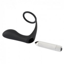 Black Velvets Vibrating Ring & Llug - Plug Anale con Anello per il Pene, 10 MOD di Vibrazione, Ricaricabile