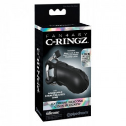 Fantasy C-Ringz Extreme Silicone Cock Bloc - Anello per Pene e per Testicoli, con Serratura, Regolabile 