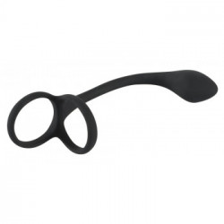 Black Velvets Cock & Ball Ring - Plug Anale con Anello per il Pene e Testicolo, Silicone, Butt Plug