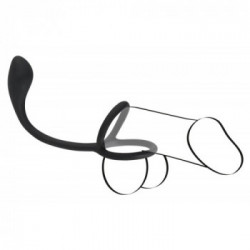 Black Velvets Cock & Ball Ring - Plug Anale con Anello per il Pene e Testicolo, Silicone, Butt Plug