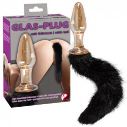 You2Toys Glass Plug with Tail - Plug Anale in Vetro con Coda, 10,5 cm, Ø 2,1-3,8 cm