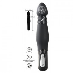 You2Toys Black Thrusting Anal Vibe - Vibratore Anale, 7 MOD, Funzione Shock, Richiede Batterie