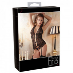 Abierta Fina Basque and StringL - Body in Pizzo Raffinato, Regolabile, Nero, Tg L