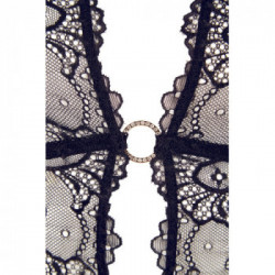 Abierta Fina Basque and String - Body in Pizzo Nero, Regolabile, Tg L