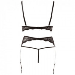 Abierta Fina Set - Completino Intimo Nero, Raffinato, Taglia XL