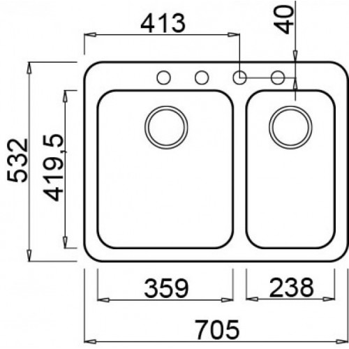 Elleci LGF33068BTP - Lavello fox 330, 70X53,...