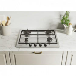 Candy CHW6BR4WTX - Piano Cottura da Incasso, 4 Fuochi a Gas, 60 cm, Inox 