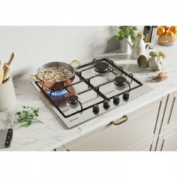 Candy CHW6BR4WTX - Piano Cottura da Incasso, 4 Fuochi a Gas, 60 cm, Inox 