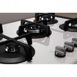 Indesit ING 72T/WH - Piano Cottura a Gas, Vetro Bianco, 5 Fuochi, 73 Cm