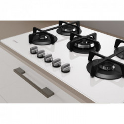 Indesit ING 72T/WH - Piano Cottura a Gas, Vetro Bianco, 5 Fuochi, 73 Cm