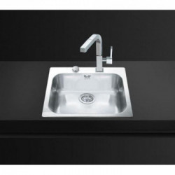 Smeg VS50P3 - Lavello da Incasso, Sopratop, Una Vasca, Rettangolare, Inox