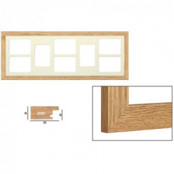 Cornice in legno di pino tinto Rovere portafoto mutipla cm 33x95 - 8x(13x18)