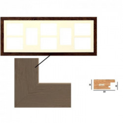 Cornice in legno di pino tinto grigio talpa portafoto mutipla cm 33x95 - 8x(13x18)