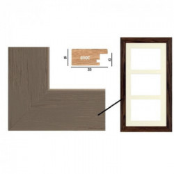 Cornice in legno di pino tinto grigio talpa portafoto mutipla cm 25x50 - 3x(13x18)