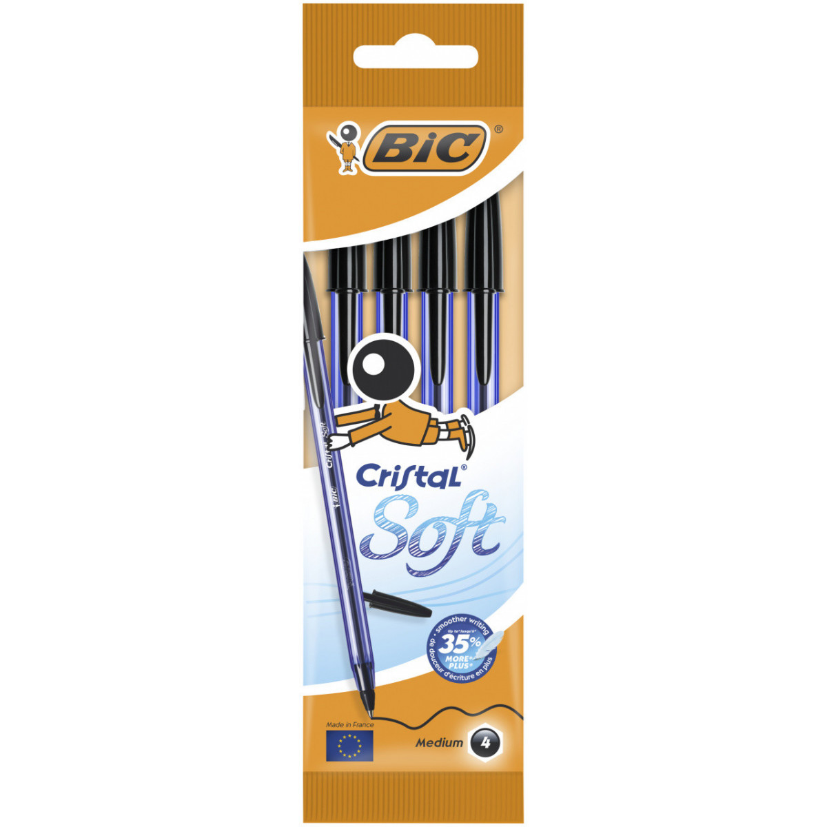 BIC Cristal Soft, Penne Nere a Sfera (Punta Media 1.2mm