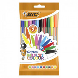 BIC Cristal Nero, Blu, Verde, Azzurro, Verde chiaro, Arancione, Rosa, Porpora, Rosso, Turchese Penna a sfera 10 pz