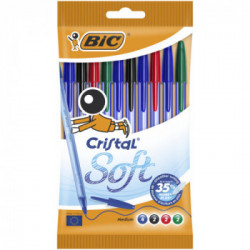 BIC Cristal Soft, Penne a Sfera in Colori Assortiti (Punta 1.2mm), Confezione da 10