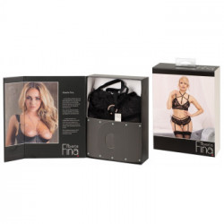 Abierta Fina - Set Reggiseno, Reggicalze, Pizzo Nero, Tg. S