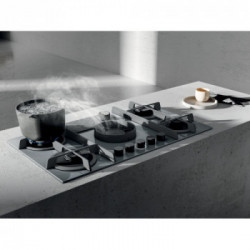 Elica NIKOLATESLA FLAME GR/A/83 - Piano a Gas con Cappa Integrata, 88 cm, Grigio, PRF0147742, A