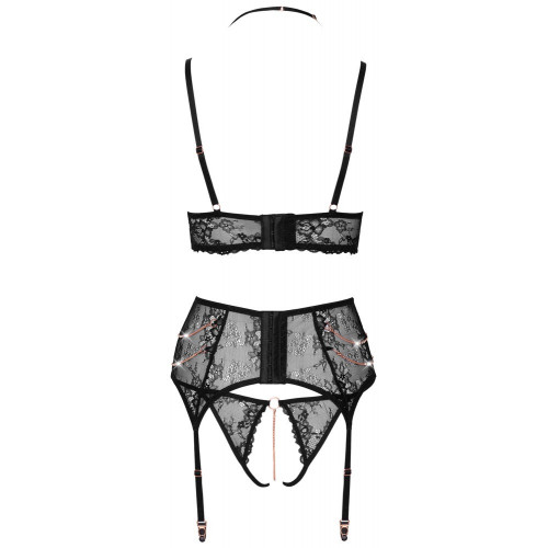 Abierta Fina Bra - Set in Pizzo Nero,...