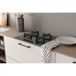 Indesit ING 61T/BK - Piano Cottura a Gas, 4 Fuochi, Vetro Nero, 60 Cm