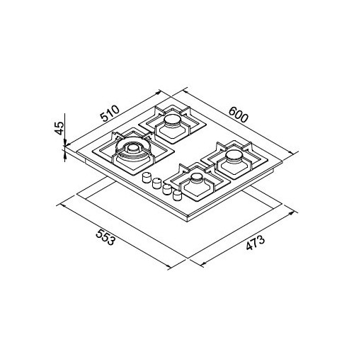 Elleci PMSP60173WS - Piano cottura PLANO, 60...