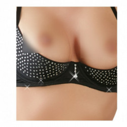 Abierta Fina Set - Completino Intimo con Reggicalze, Nero, Taglia 80C/M