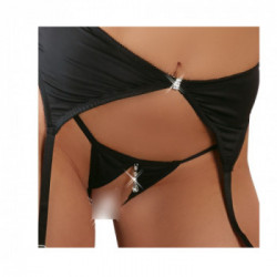 Abierta Fina Set - Completino Intimo con Reggicalze, Nero, Taglia 80C/M