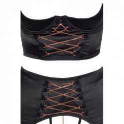 Abierta Fina Shelf Bra Set - Completino Intimo Nero con Reggicalze, Taglia 85C/XL