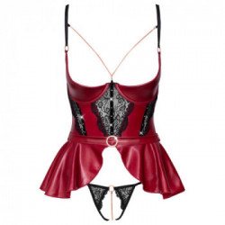 Abierta Fina - Set Reggiseno, Perizoma, Pizzo, Rosso, Tg S