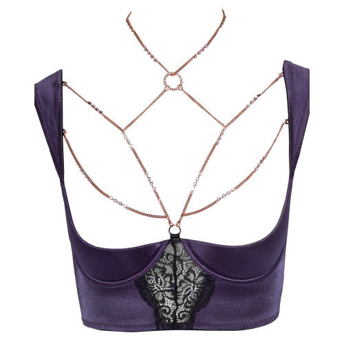 Abierta Fina Shelf Bra and Crotchless Suspender...